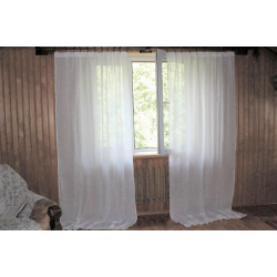 firanka lniana ecru do salonu lub sypialni styl rustykalny